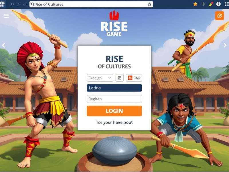 Rise of Cultures ब्राउज़र लॉगिन इंटरफेस हिंदी में दिखाया गया है