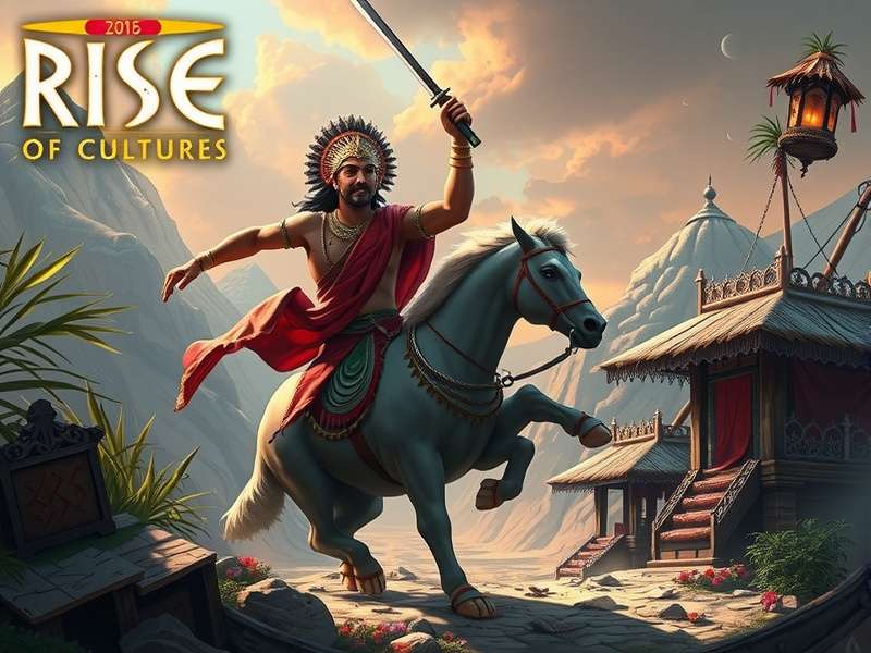Rise of Cultures गेमप्ले स्क्रीनशॉट - शहर निर्माण और युद्ध दृश्य