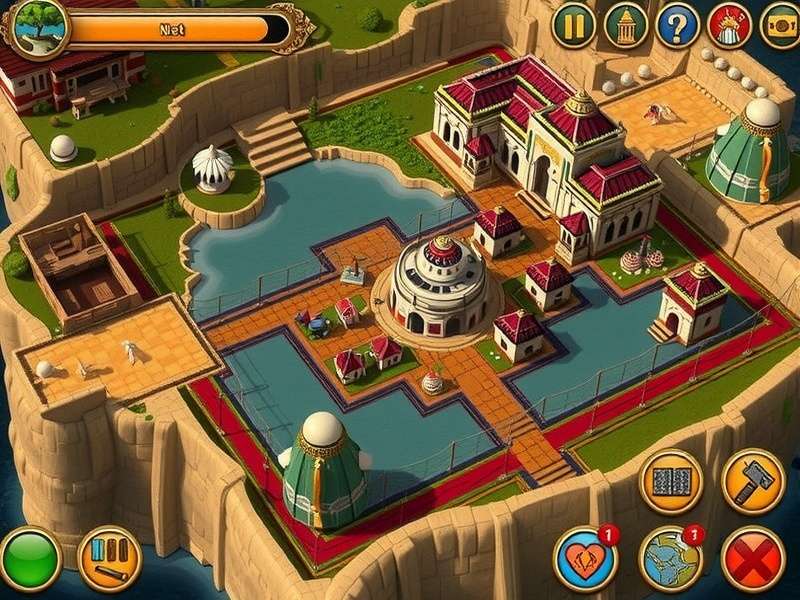 Rise of Cultures गेमप्ले स्क्रीनशॉट - शहर और इमारतें दिखाते हुए