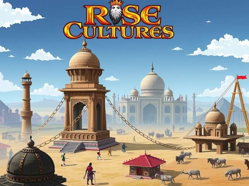 Rise of Cultures गेम का प्रारंभिक इंटरफ़ेस और निर्माण विकल्प