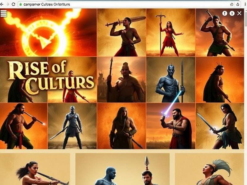 Rise of Cultures गेम का एक दृश्य - ऐतिहासिक इमारतें और शहर