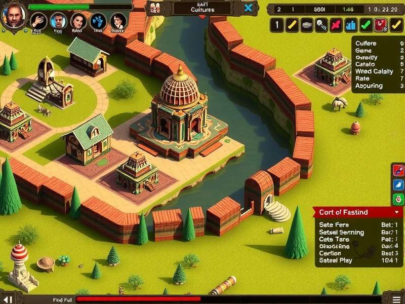 Rise of Cultures गेम में संसाधन प्रबंधन और व्यापार इंटरफ़ेस