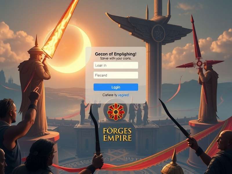 Rise of Cultures login screen showing the Forges of Empire visual motif