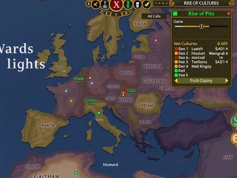 Rise of Cultures gameplay screenshot showing a vibrant ancient city