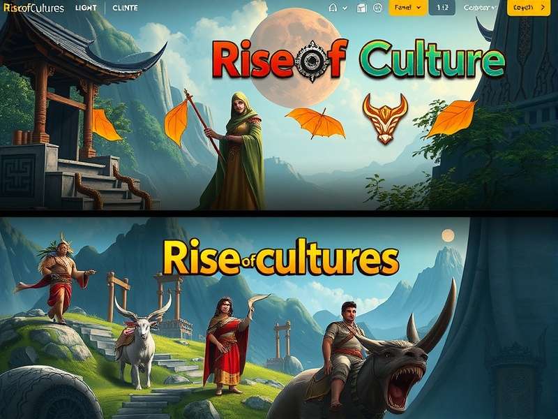 Rise of Cultures PC login screen and interface showcasing historical strategy elements