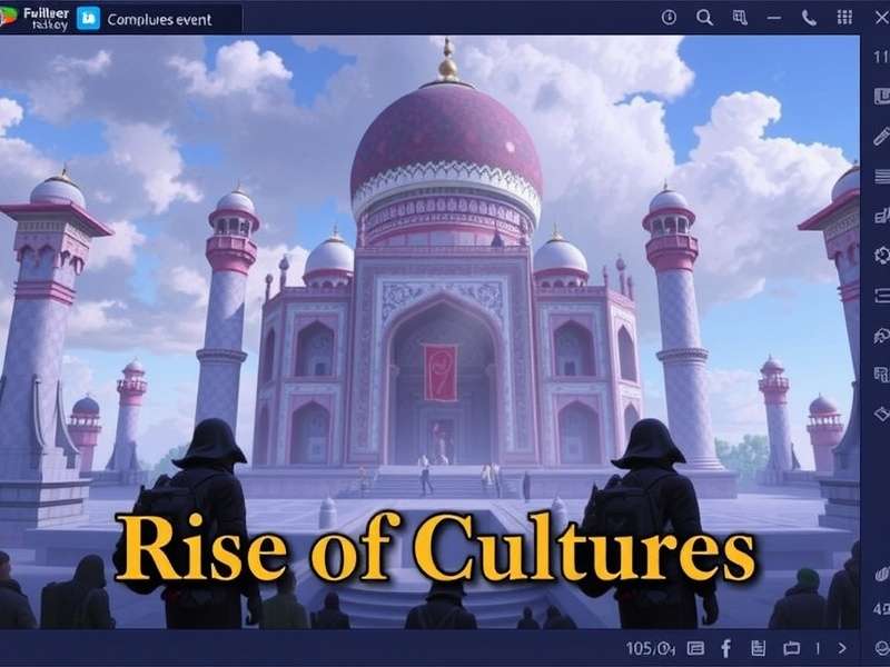 Rise of Cultures Winter Festival event screen with snow and decorations