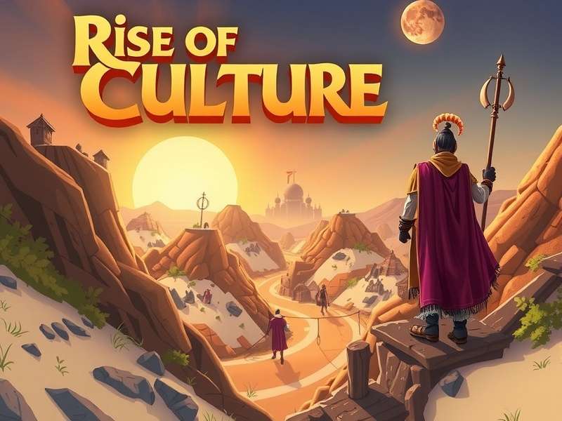 Screenshot of a thriving city in Rise of Cultures game with various buildings and decorations