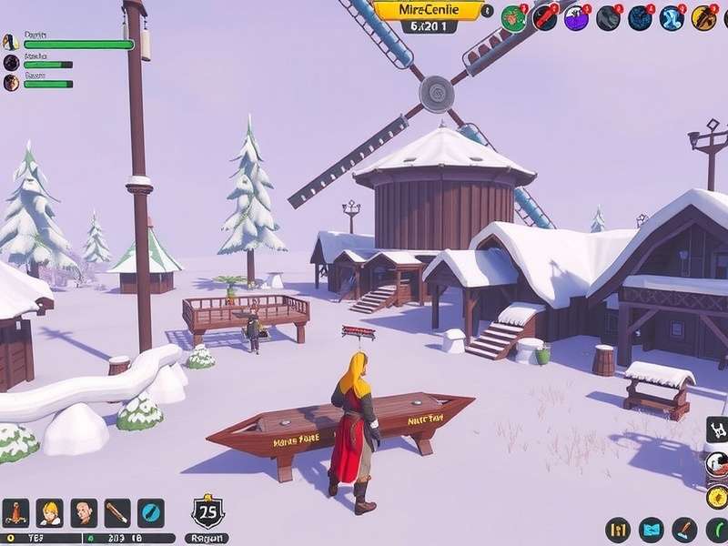 Snowy landscape with ancient architecture, representing the winter event in Rise of Cultures