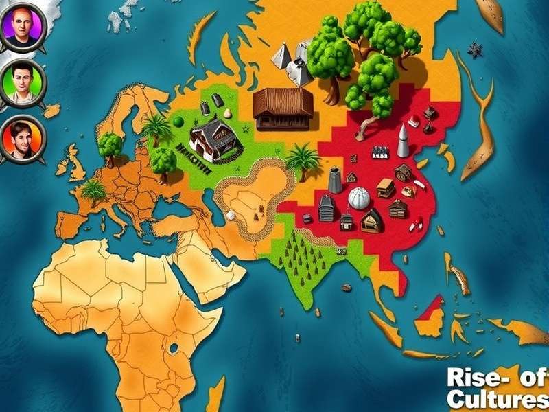 Screenshot of Rise of Cultures game showing city-building and cultural progression