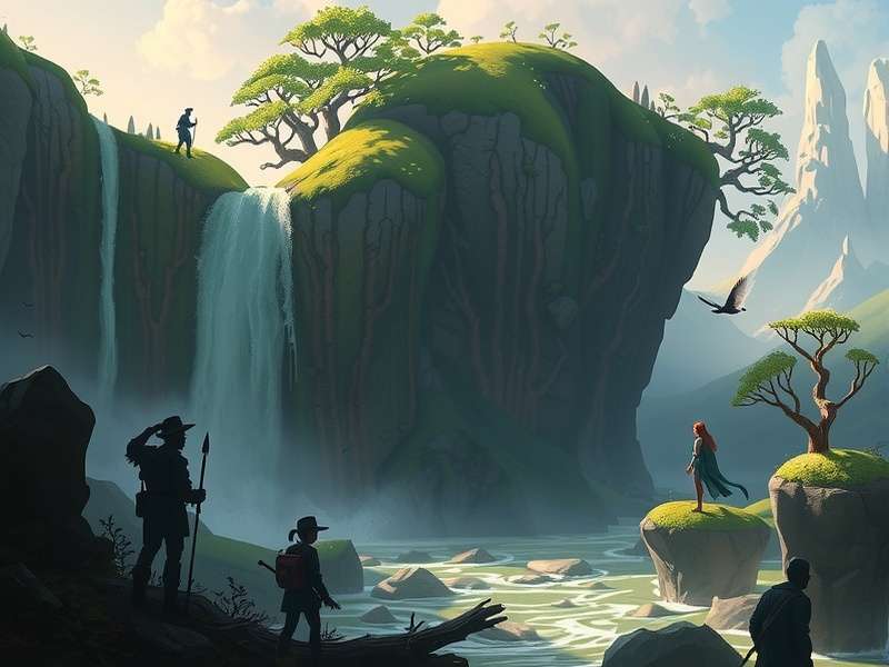 Vibrant landscape of Dewfall Springs in Rise of Cultures showing advanced buildings and lush greenery