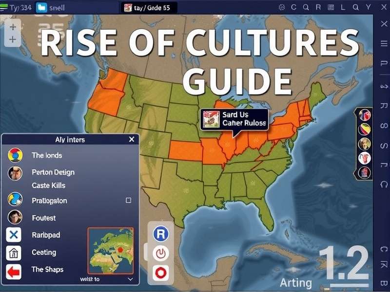 A thriving Rise of Cultures empire showing city layout and monuments