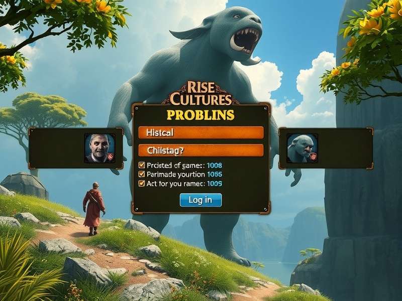 Rise Of Cultures game login screen depicting ancient civilizations