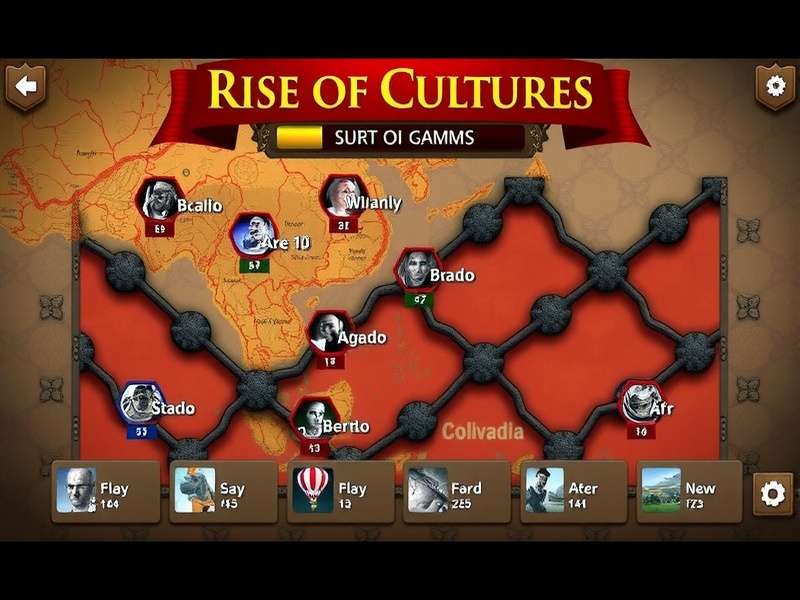 Strategic battle map with ancient civilizations