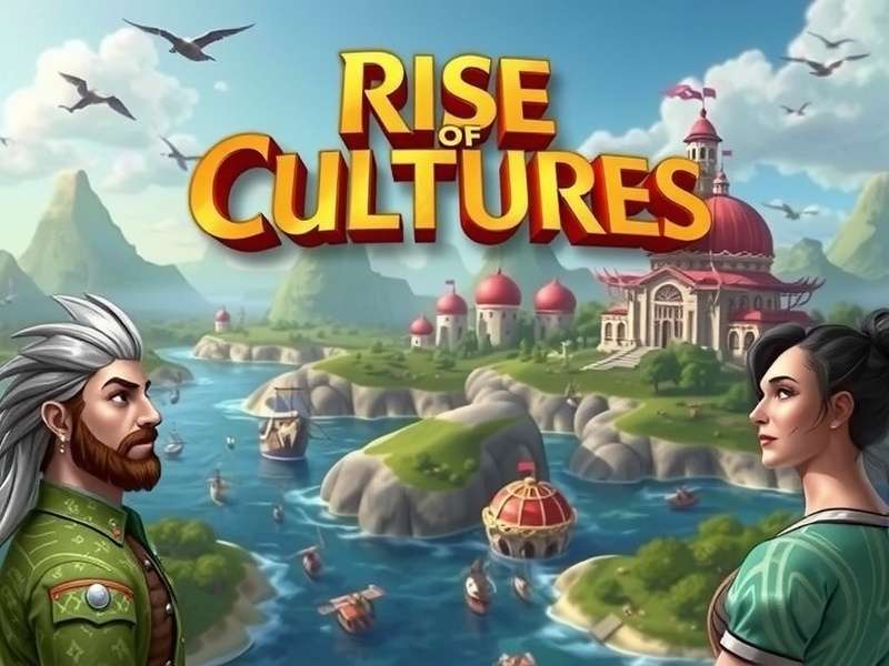 Rise Of Cultures gameplay banner showing civilizations and strategic battles