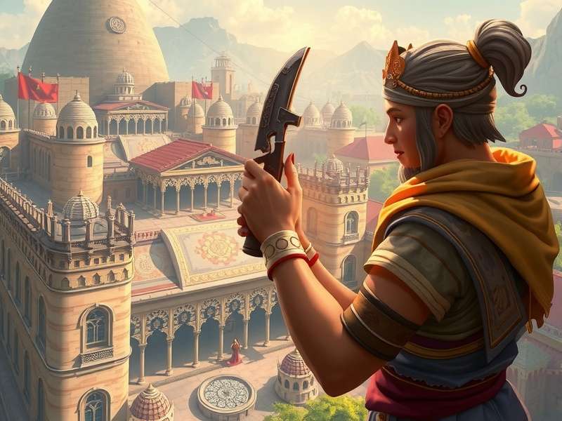 Rise of Cultures medieval city with castle, farms, and trade routes in the kingdom game