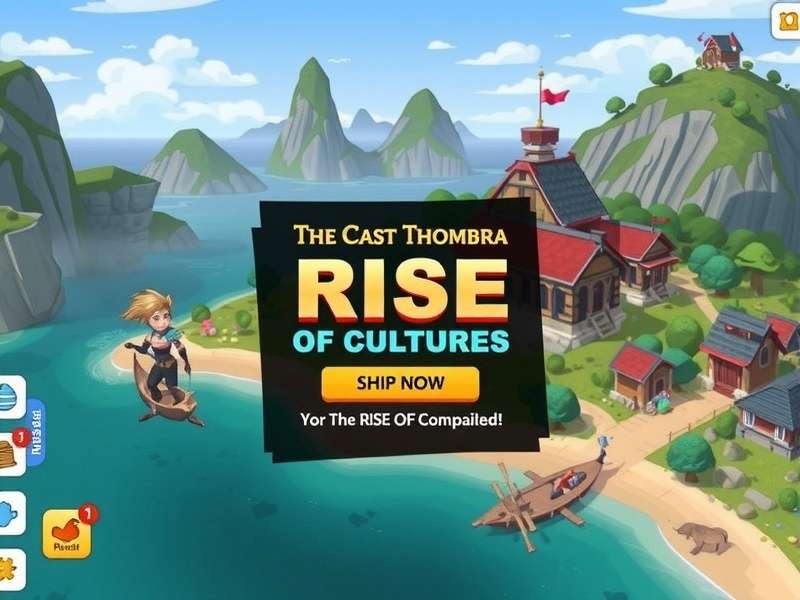Rise Of Cultures browser login dashboard showing civilization progression and alliance map