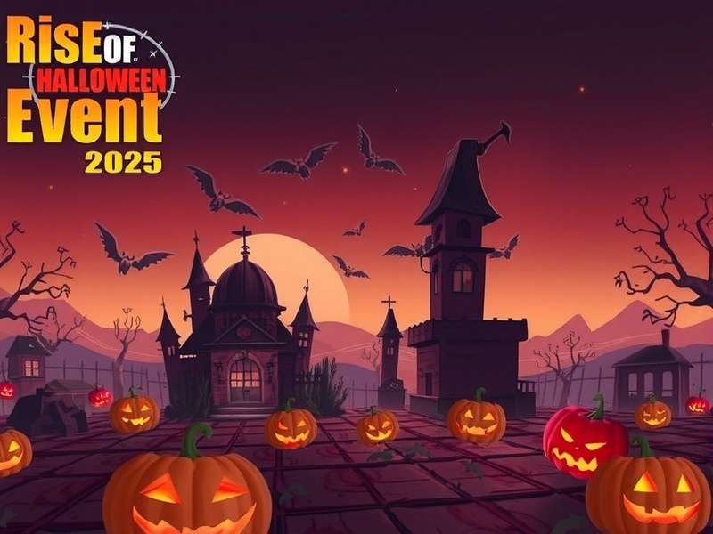 Rise Of Cultures Halloween Event 2025 in-game screenshot showing spooky themed village and quests